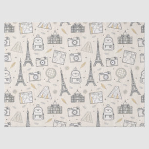 Papel De Seda Padrão contínuo de desenho de viagem