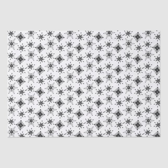 Papel De Seda Padrão contínuo de flocos de neve pretos de Natal (Frente )