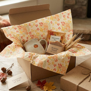 Papel De Seda Padrão contínuo de folhas caindo e abóbora de outo