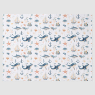 Papel De Seda Padrão contínuo de golfinho em aquarela