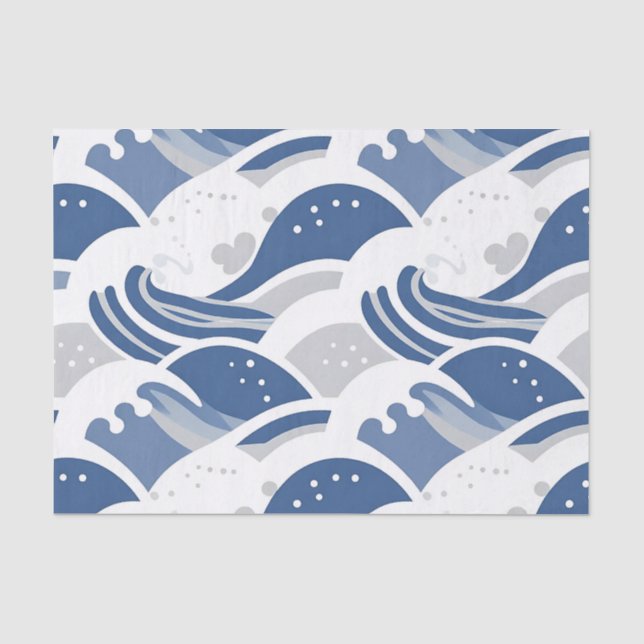 Papel De Seda Padrão contínuo de ondas do oceano (Frente )