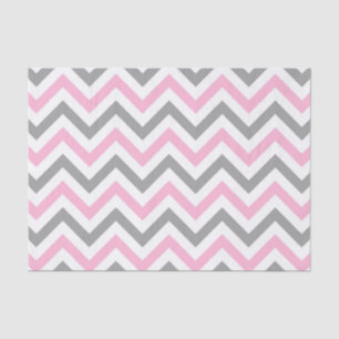 Papel De Seda Padrão Cor-de-rosa, Cinza-k Wht Grande Chevron Zig