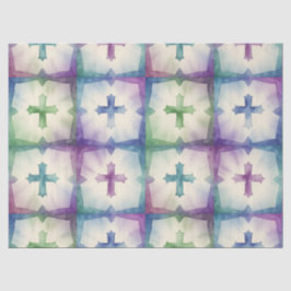 Papel De Seda Padrão cruz abstrato bela aquarela fé