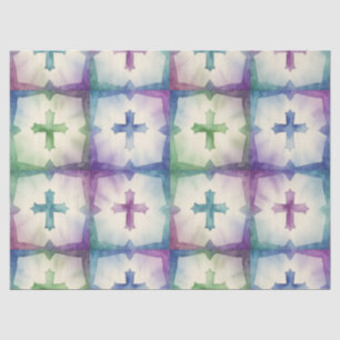Papel De Seda Padrão cruz abstrato bela aquarela fé 