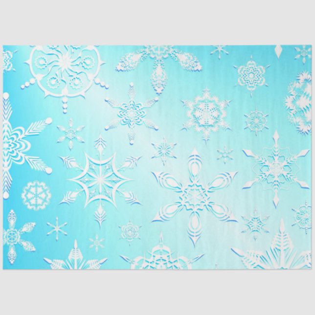 Papel De Seda Padrão Crystal Snowflakes (Frente )