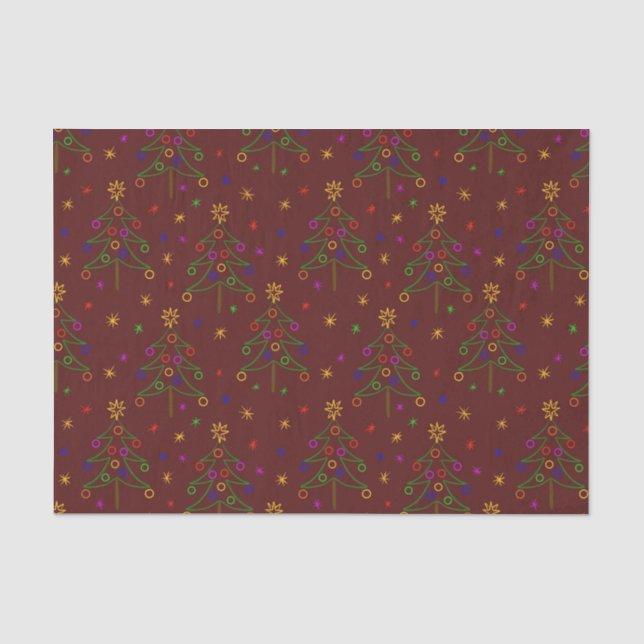 Papel De Seda Padrão da árvore de Natal (Frente )