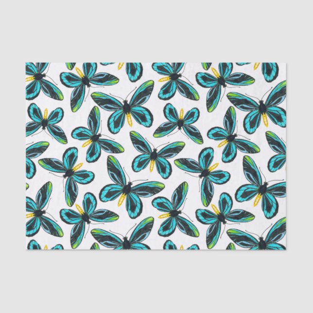 Papel De Seda Padrão da borboleta de passarinho da Rainha Alexan (Frente )