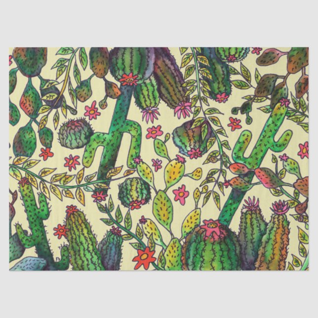 Papel De Seda Padrão da Família Cactus (Frente )