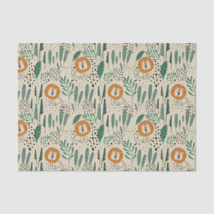 Papel De Seda Padrão da Floresta Tropical Selvagem de Leão-de-Dó