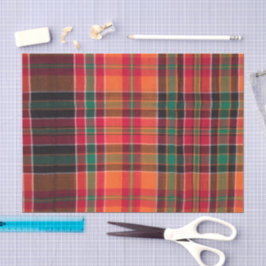 Papel De Seda Padrão da Praça Verde Laranja da Xadrez Moderna Ma