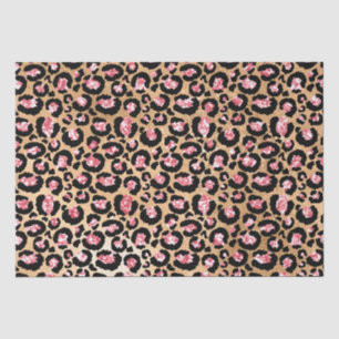 Papel De Seda Padrão das manchas-leopardo cor-de-rosa e Dourada
