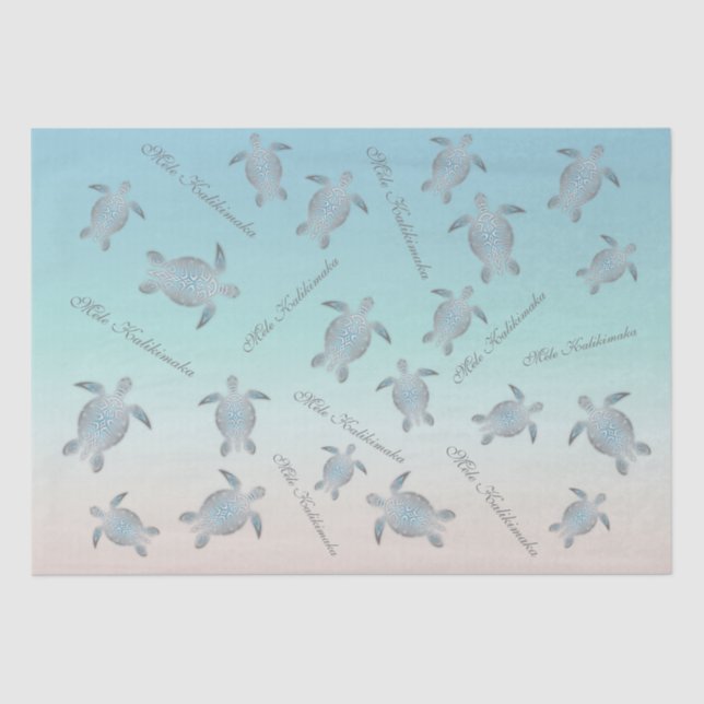 Papel De Seda Padrão das tartarugas do mar de prata (Frente )