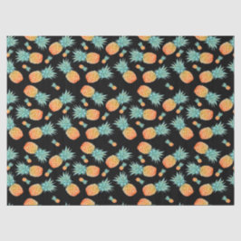 Papel De Seda Padrão de abacaxi do ouro em preto | Fruta tropica