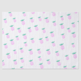 Papel De Seda Padrão de Abacaxi Rosa Tropical Fofo