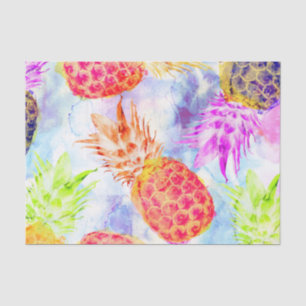 Papel De Seda Padrão de Abacaxi Tropical Decoupage Aquarela