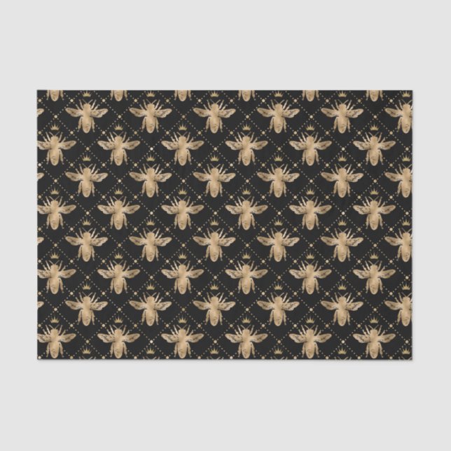 Papel De Seda Padrão de Abelha de Mel Antiquado (Frente )