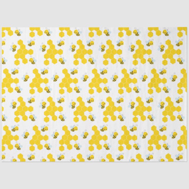 Papel De Seda Padrão de Abelha e Mel (Frente )