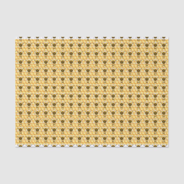 Papel De Seda Padrão de abelha engraçada de desenho animado (Frente )