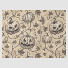 Papel De Seda Padrão de Abóbora de Halloween Vintage com Videira