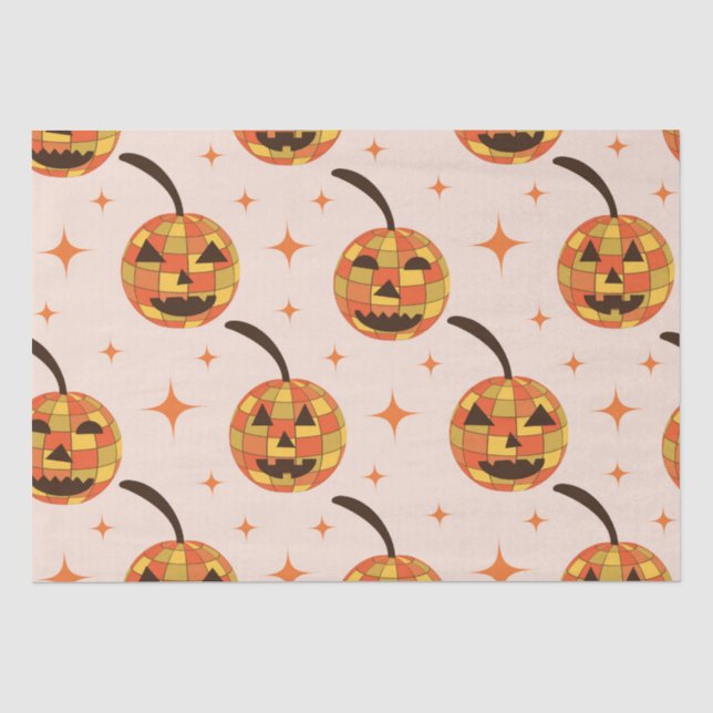 Papel De Seda Padrão de Abóboras de Halloween Groovy Disco  (Frente )