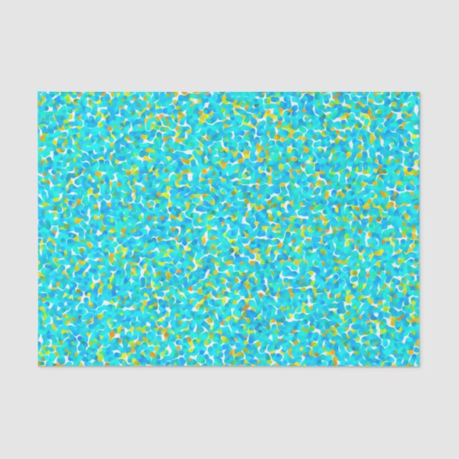 Papel De Seda Padrão de Abstrato Amarelo Azul Verde Teal (Frente )