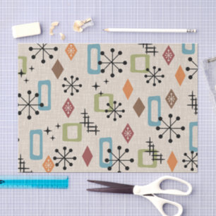 Papel De Seda Padrão de Abstrato Atômica Moderno do Meio século