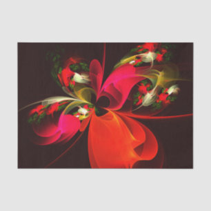 Papel De Seda Padrão de Abstrato de Arte Vermelha Verde Floral M