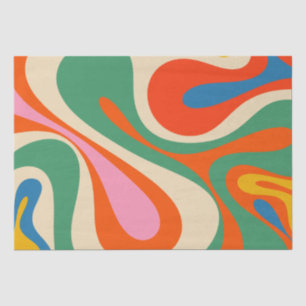 Papel De Seda Padrão de Abstrato de Coloração do Triquete Retro