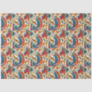 Papel De Seda Padrão de Abstrato de Flor do Ouro de Paisley