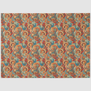 Papel De Seda Padrão de Abstrato de Flor do Ouro de Paisley 10