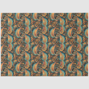Papel De Seda Padrão de Abstrato de Flor do Ouro de Paisley 11