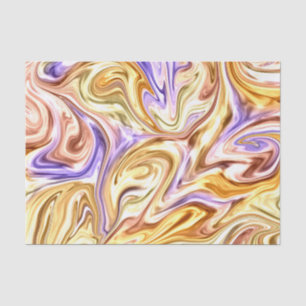 Papel De Seda Padrão de Abstrato de Ondas Roxas Douradas Trendy