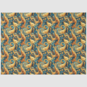 Papel De Seda Padrão de Abstrato de Ouro de Flor do  de Paisley
