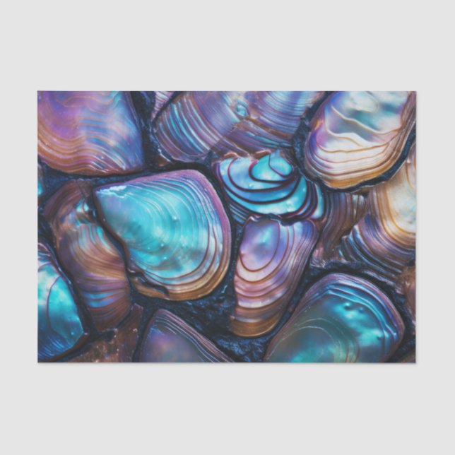 Papel De Seda Padrão de Abstrato de Shell Abalone (Frente )