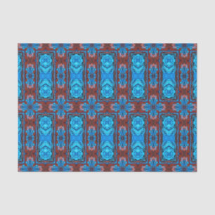 Papel De Seda Padrão de Abstrato do Art Deco Vermelho Azul