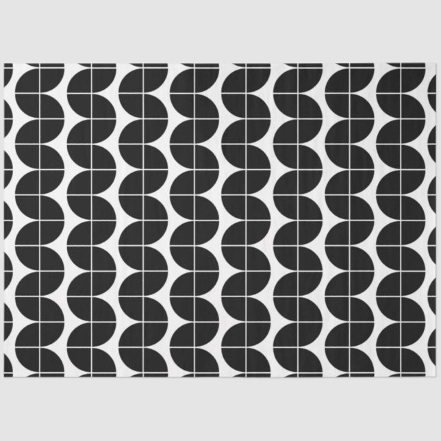 Papel De Seda Padrão de Abstrato moderno do Meio século preto e  (Frente )