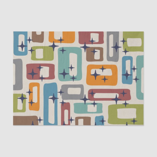 Papel De Seda Padrão de Abstrato Moderno do Meio século Retroati (Frente )