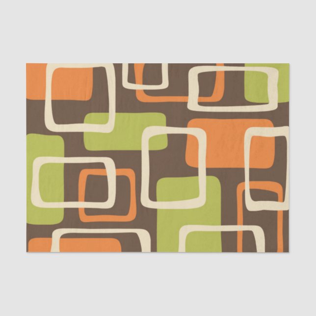 Papel De Seda Padrão de Abstrato Moderno do Meio século Retroati (Frente )