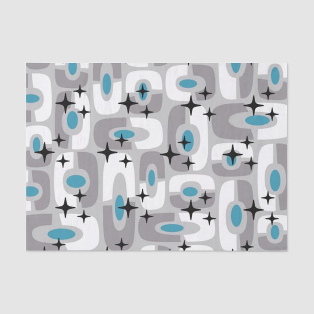 Papel De Seda Padrão de Abstrato Moderno do Meio século Retroati (Frente )
