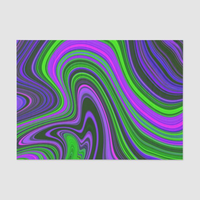 Papel De Seda Padrão de Abstrato Verde Roxo de Tendy Bright (Frente )