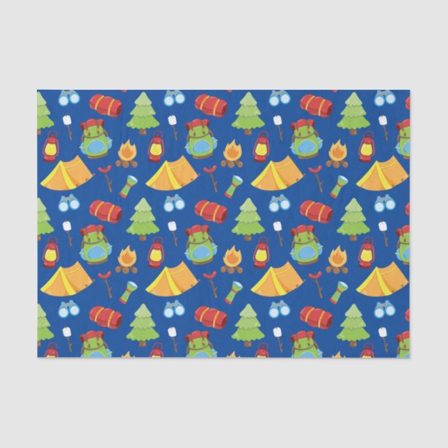 Papel De Seda Padrão de acampamento de verão bonito (Frente )