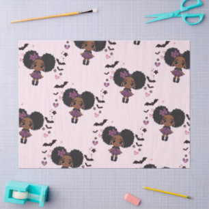 Papel De Seda Padrão de afro-puff de menina roxa fofa fofa