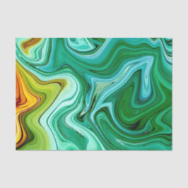 Papel De Seda Padrão de Ágata Verde e Amarelo/Dourado
