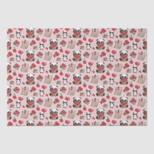 Papel De Seda Padrão De Amor Do Urso De Panda Dia de os namorado