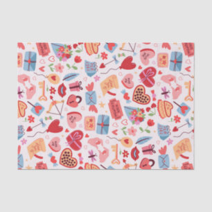 Papel De Seda Padrão de Amor Romântico do Dia dos Namorados Fofi