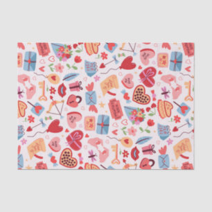 Papel De Seda Padrão de Amor Romântico do Dia dos Namorados Fofo