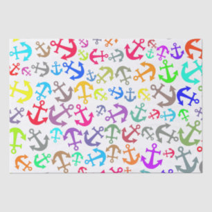 Papel De Seda Padrão de Âncora do Barco Colorido