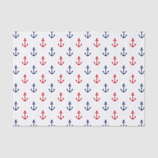 Papel De Seda Padrão de Âncora Náutica Azul Branco