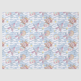 Papel De Seda Padrão de Animais Marinhos em Aquarela
