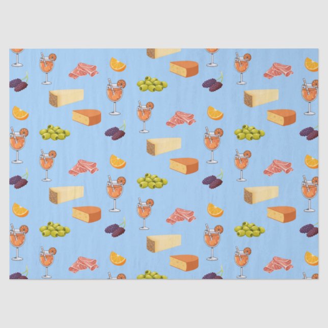 Papel De Seda Padrão de Aperol e Queijo (Frente )